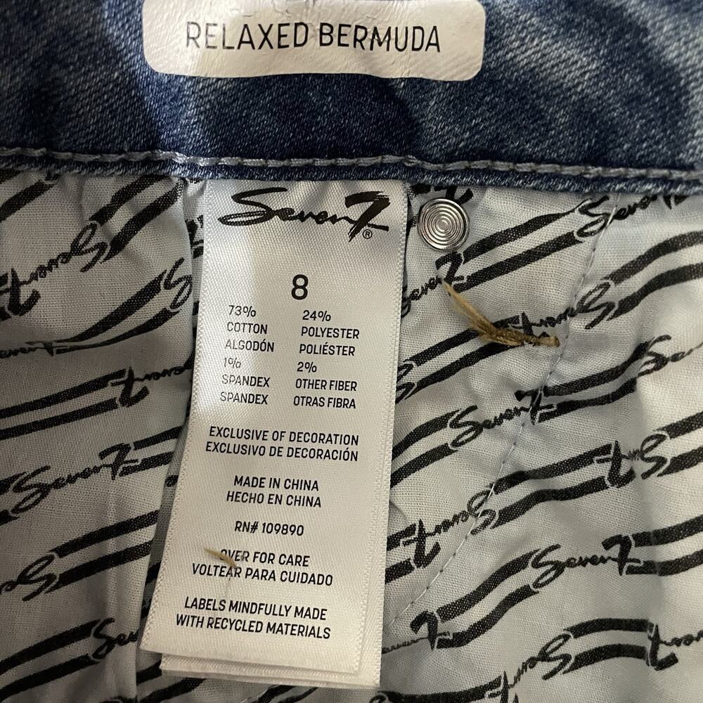Seven7 Relaxed Bermuda Jean Short Size 8 Blue Denim Stretch 7 Inch Inseam Casual - Picture 9 of 10